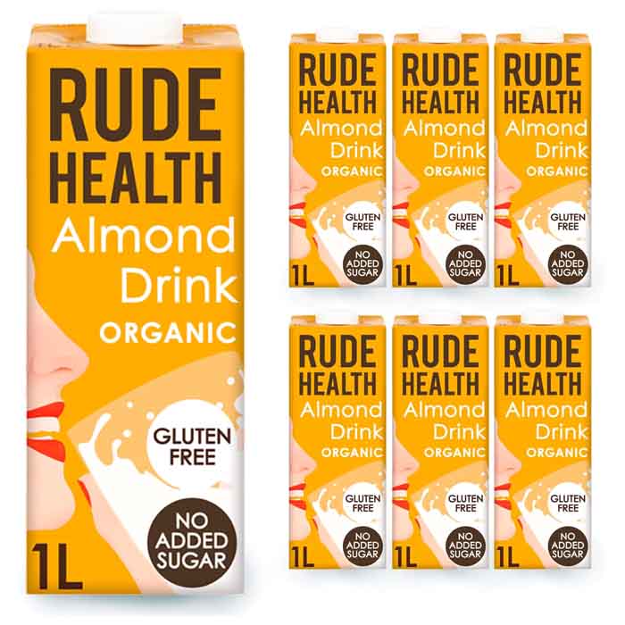 Rude Health - No Sugar Organic Almond Milk, 1L  Pack of 6