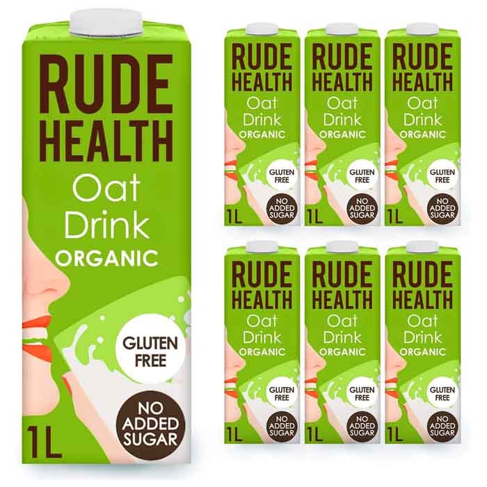 Rude Health - No Sugar Organic Oat Milk, 1L  Pack of 6