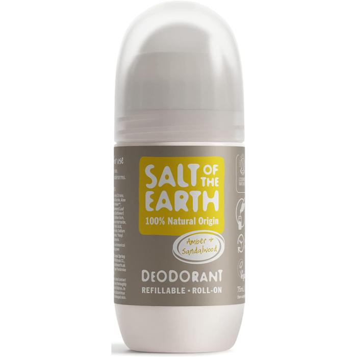 Salt Of The Earth - Refillable Roll On Deodorant Amber & Sandalwood, 75ml