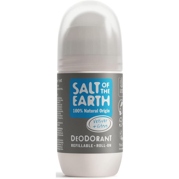 Salt Of The Earth - Refillable Roll On Deodorant Vetiver & Citrus, 75ml
