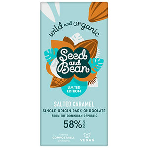 Seed & Bean - Dark 58% Salted Caramel Organic Bar, 75g | Pack of 10