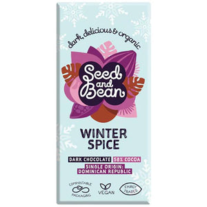 Seed & Bean - Fairtrade Winter Spice Dark Organic Chocolate, 75g | Pack of 10