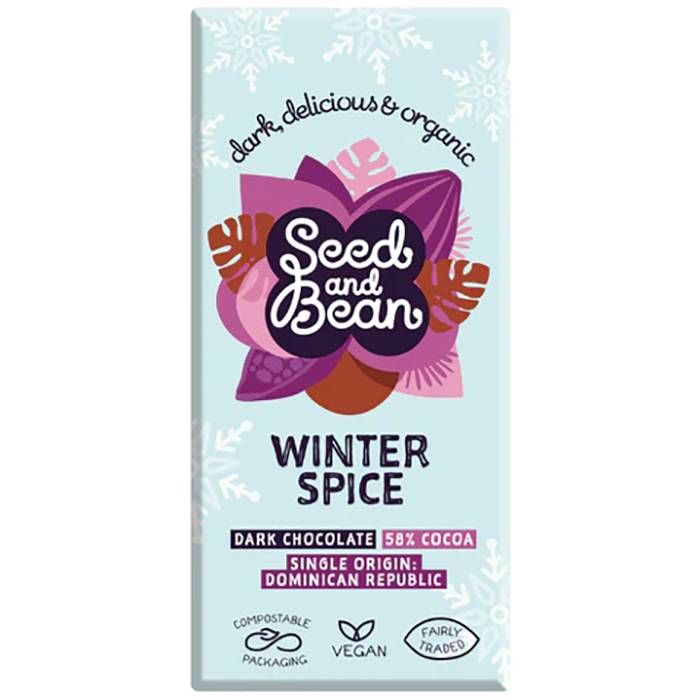 Seed & Bean - Fairtrade Winter Spice Dark Organic Chocolate, 75g  Pack of 10