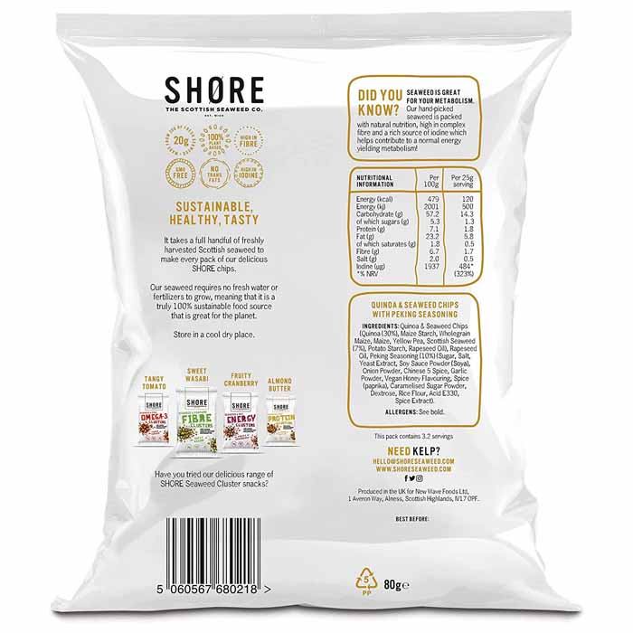 Shore - Seaweed Chips - Asian Peking, 80g - Pack of 12 - Back