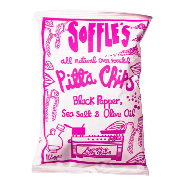 Soffle's Pitta Chips - Black Pepper  Sea Salt, & Olive Oil, 165g  Pack of 9