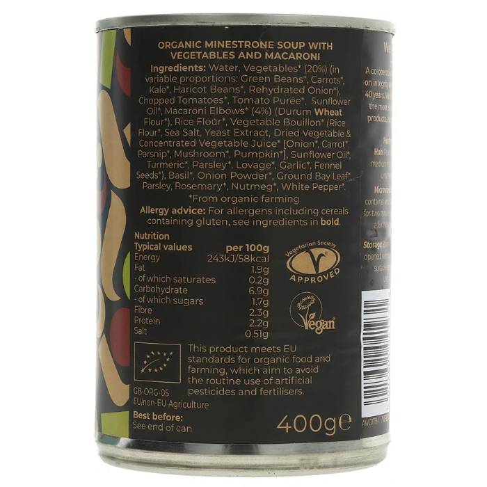 Suma - Minestrone Soup Organic, 400g - Back