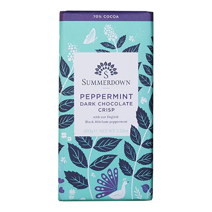 Summerdown - Peppermint Dark Chocolate Crisp Bar, 100g - Pack of 12