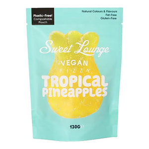 Sweet Lounge - Vegan Fizzy Tropical Pineapple Pouch, 130g - Pack of 8