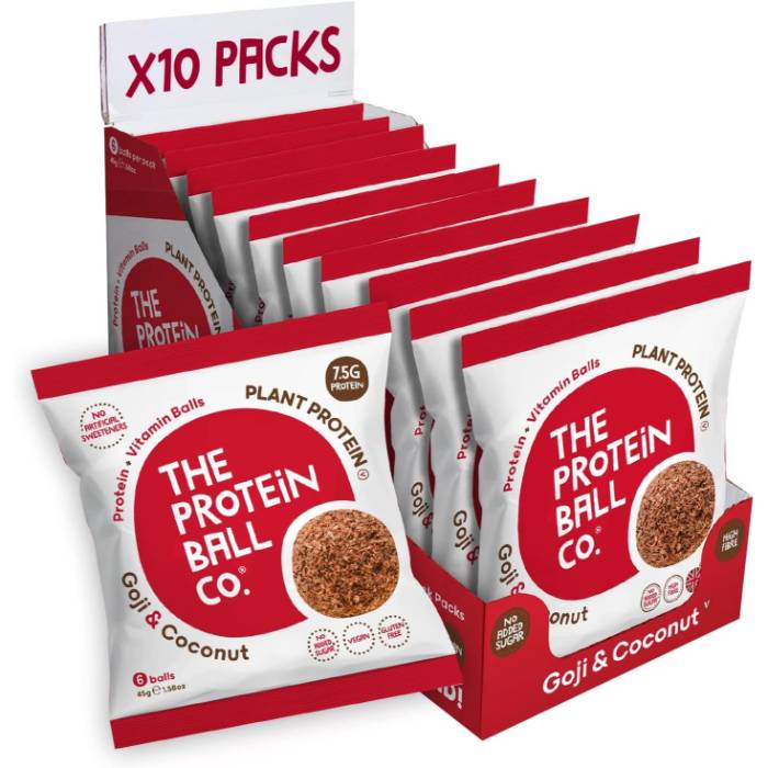 The Protein Ball Co - Protein + Vitamin Balls Goji & Coconut, 45g  Pack of 10