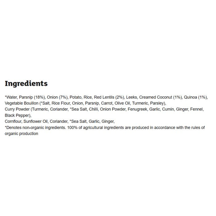 Tideford Organics - Organic Soup - Spiced Parsnip, 600g - Back