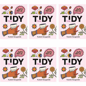 Tidy Tea - Delhi Decaffeinated Black Tea, 15 Bags | Pack of 6