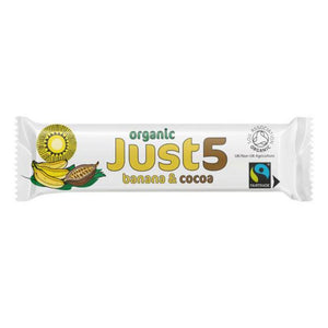 Tropical Wholefoods - Just 5 Organic Fairtrade Banana and Cocoa Bar, 40g | Pack of 18