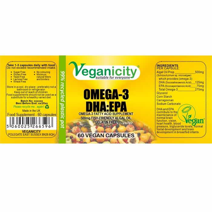 Veganicity - Omega-3 DHAEPA, 60 Veg Capules - back