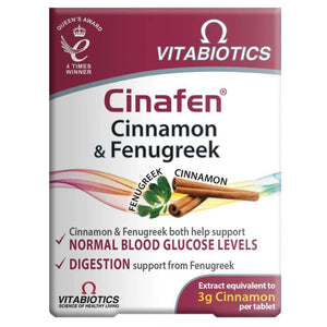 Vitabiotics - Cinafen, Fenugreek & Cinnamon, 60 Tabs