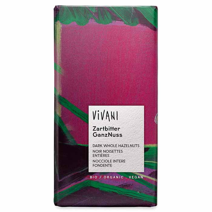 Vivani - Organic Dark Chocolate Bar with Hazelnuts, 100g  Pack of 10