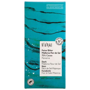 Vivani - Organic Fine Dark Mallorca Fleur de Sel Chocolate, 80g | Pack of 10