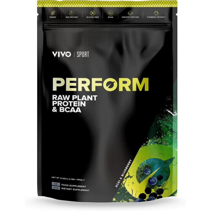 Vivolife - Perform Raw Plant Protein & BCAA Acai & Blueberry, 988g