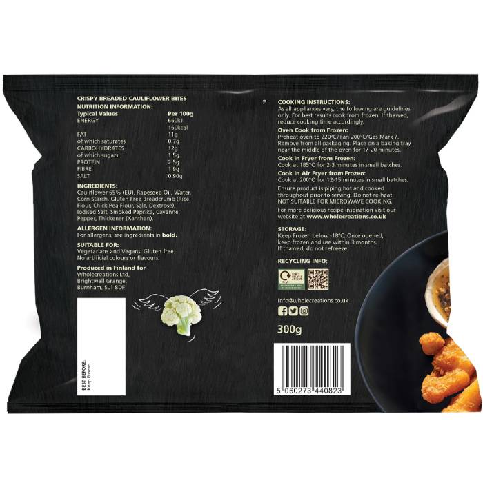 Wholecreations - Gluten-Free Cauli Wings, 400g - Back