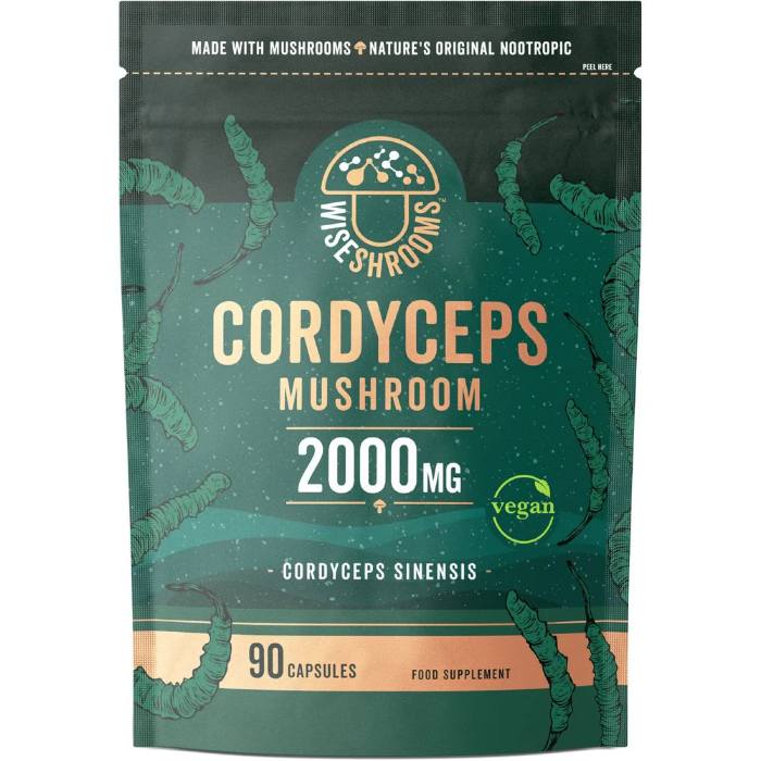 Wiseshrooms - Cordyceps 2000mg, 90 Capsules