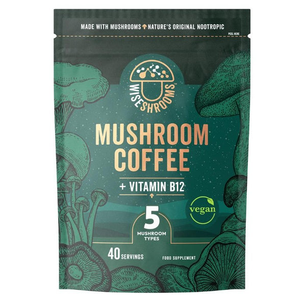 Wiseshrooms - Mushroom Coffee + Vit B12 & D, 100g – PlantX UK