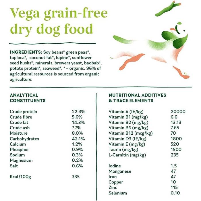 Yarrah - Organic Dog Dry Adult Grain Free Vegetarian, 2000g  Pack of 4 - Back
