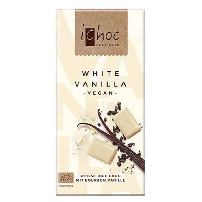 iChoc - Vegan Chocolate Bar, 80g  White Vanilla Pack of 10