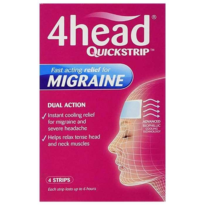 4Head - Quickstrip Headache & Migraine Relief Strips, 4 Strips - front