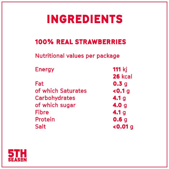 5th Season - Freeze-Dried Sensational Strawberry Bites, 8g facts