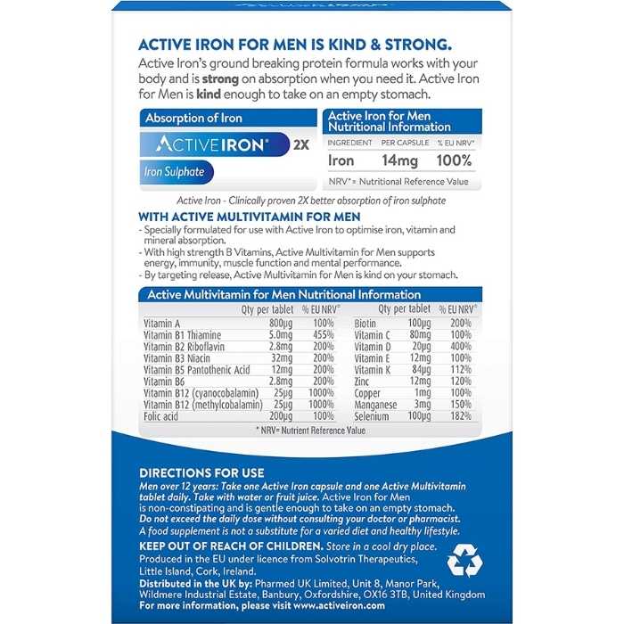Active Iron & B Complex Plus For Men back