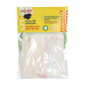 Ah! Table! - Organic Reusable Cotton Tea Bags, 5 Bags