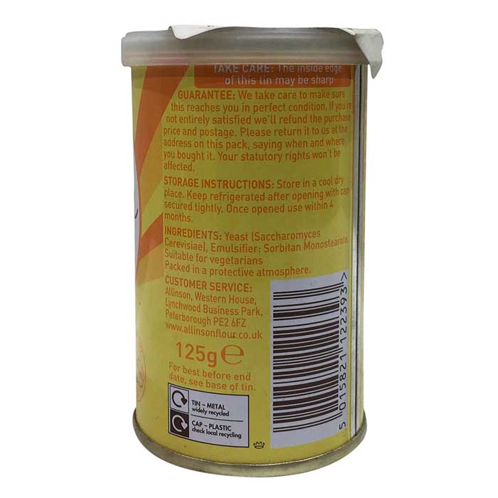 Allinsons - Dried Active Yeast, 125g - back