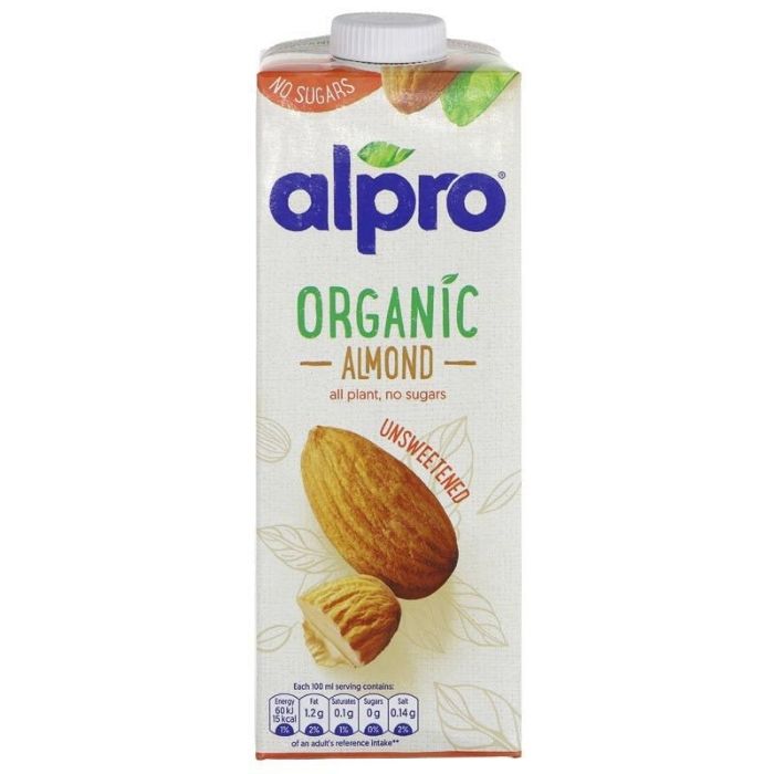 Alpro - Organic Almond Milk Unsweetened, 1L - front