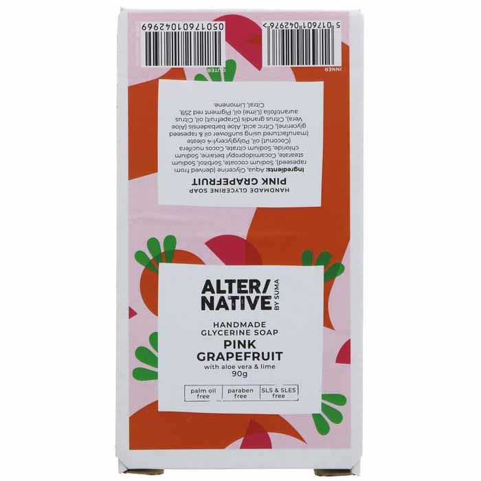 AlterNative by Suma -Uplifting Pink Grapefruit and Aloe Soap, 90g - Back