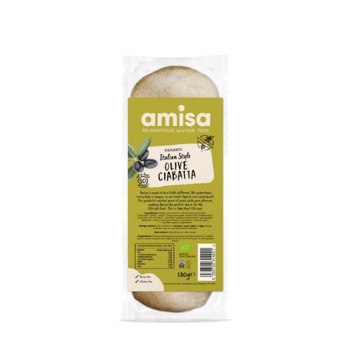 Amisa - Organic Gluten-Free Olive Ciabatta