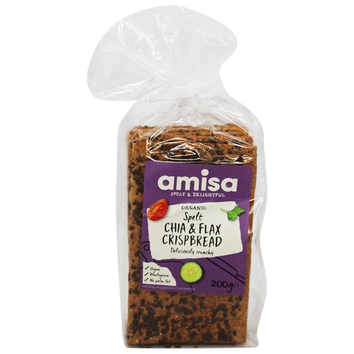 Amisa - Organic Spelt Crispbread - Chia & Flax, 200g