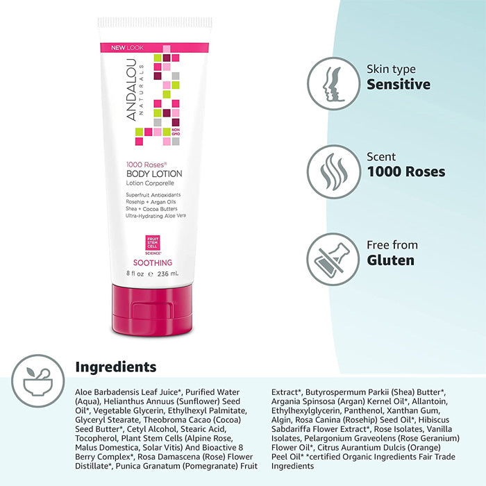 Andalou Naturals - Sensitive 1000 Roses Soothing Body Lotion, 50ml - back