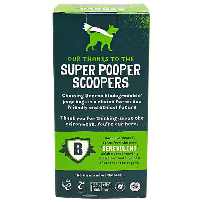 Benevo - Biodegradable & Compostable Poop Bags, 120 Bags - back