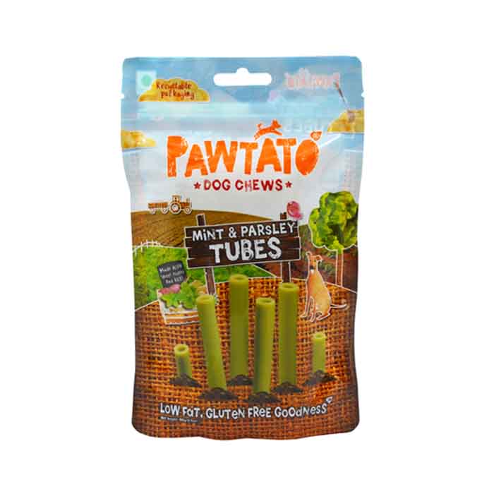 Benevo® - Pawtato® Tubes - Low Fat Dog Treats Mint & Parsley Tubes, 90g