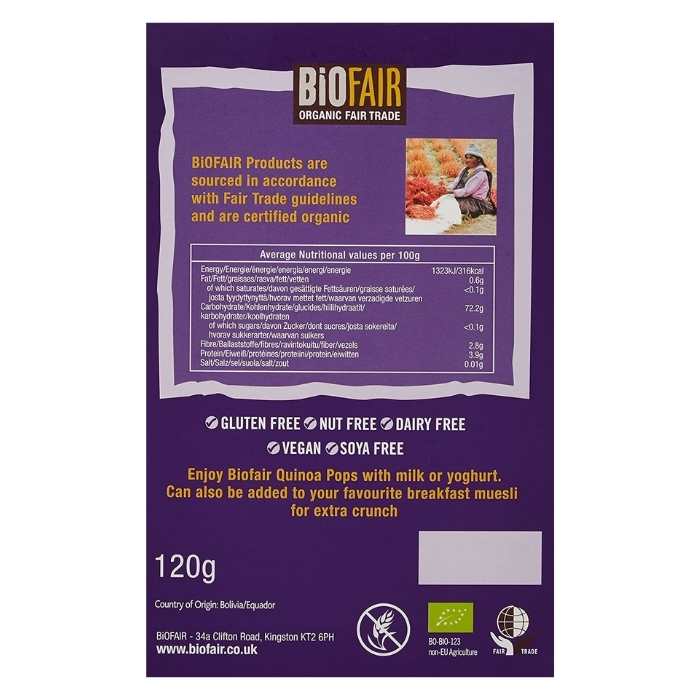 Biofair - Organic Quinoa Pops, 120g - Back