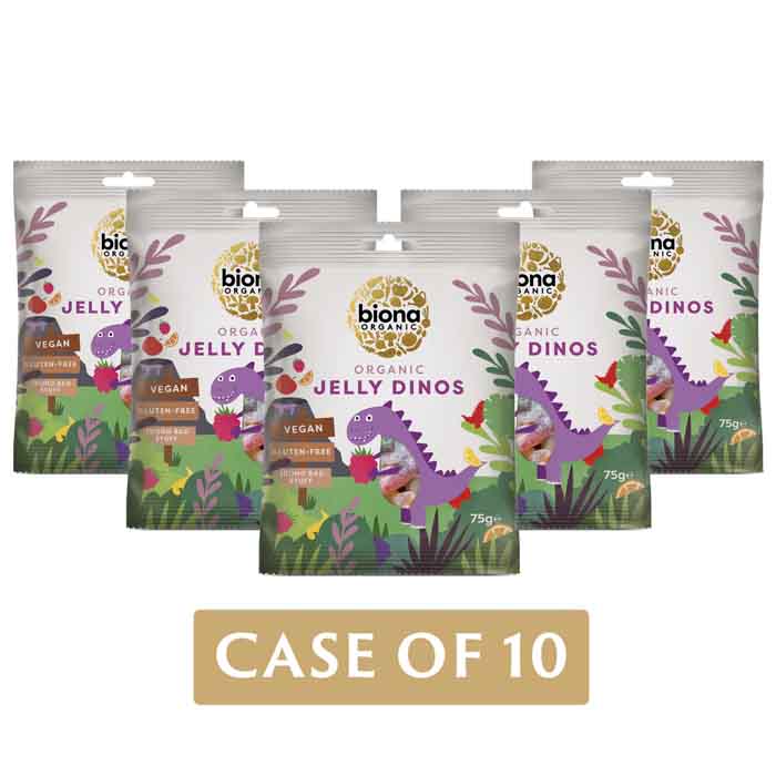 Biona - Jelly Dinos Vegan, 75g  Pack of 10