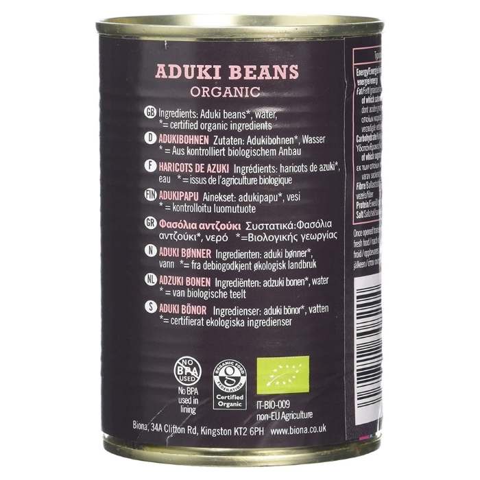 Biona - Organic Aduki Beans, 400g - back