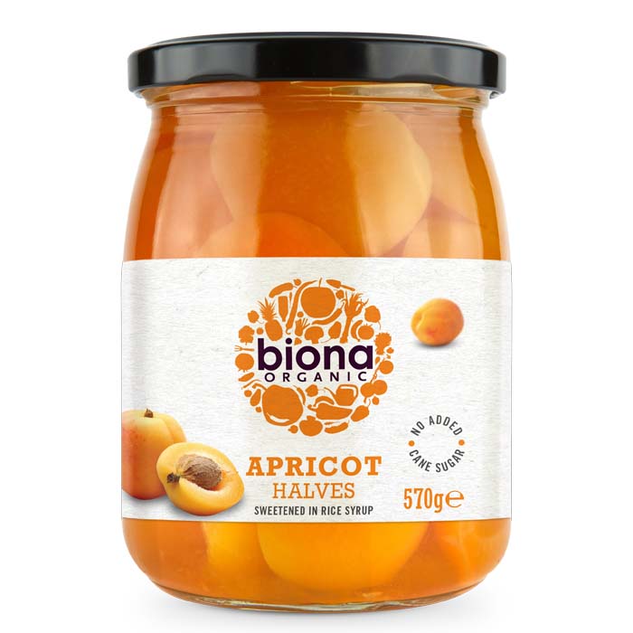 Biona - Organic Apricot Halves in Rice Syrup, 570g 