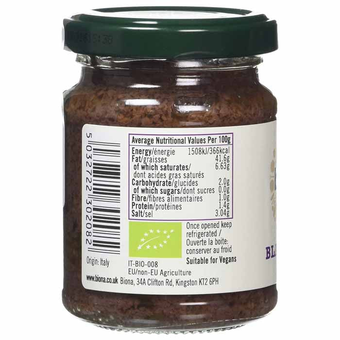 Biona - Organic Black Olive Pate, 120g - back
