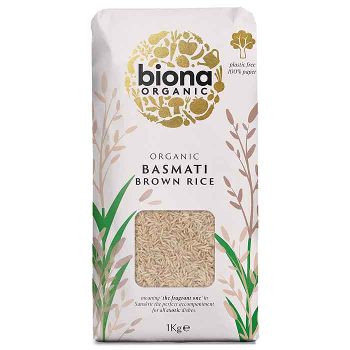 Biona Organic Brown Basmati Rice Multiple Sizes PlantX UK