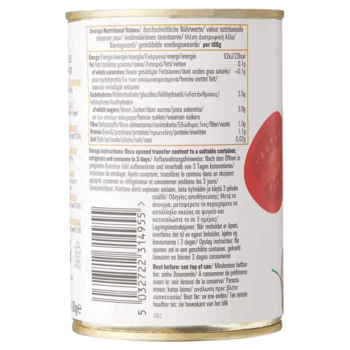 Biona - Organic Chopped Tomatoes With Garlic & Oregano, 400g - Back