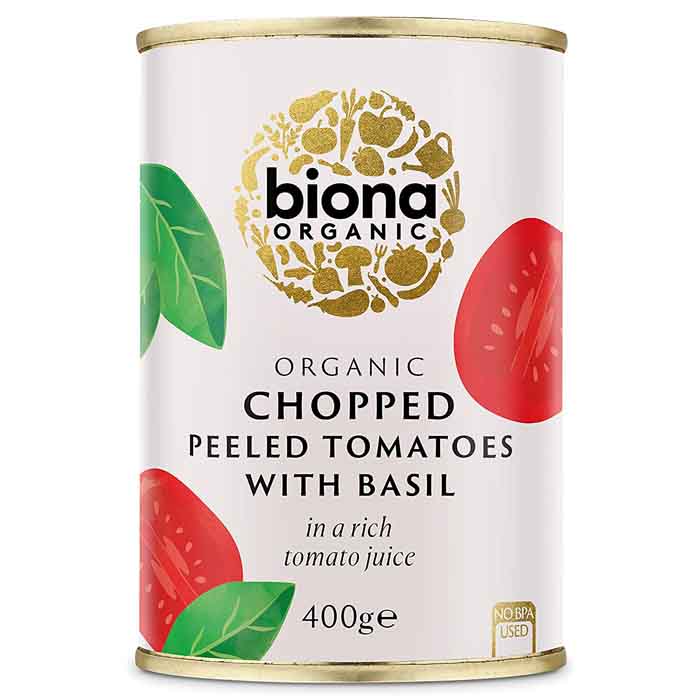 Biona - Organic Chopped Tomatoes & Basil, 400g  Pack of 12