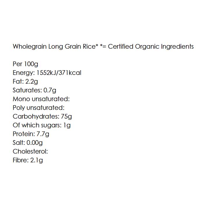 Biona - Organic Easy Cook Long Grain Brown Rice, 500g - Back