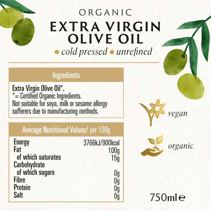 Biona - Organic Extra Virgin Olive Oil EU Origin, 750ml - back