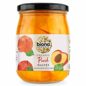 Biona - Organic Peach Halves in Rice Syrup, 500g