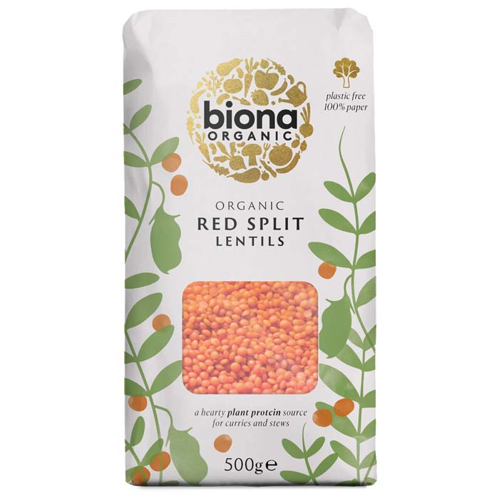 Biona - Organic Red Split Lentils, 500g